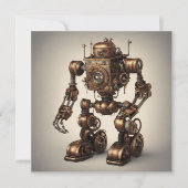 Carte Sculpture de Robot Steampunk en Bronze (Devant)