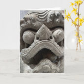 Carte Sculpture de roche en granit de chien Foo Dragon c (Fleur jaune)