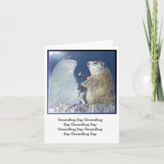 Carte Sculpture en glace de jour de Groundhog (Devant)