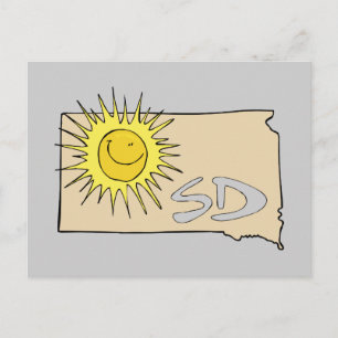 Carte SD du Dakota du Sud Dessin souriant Sun Art