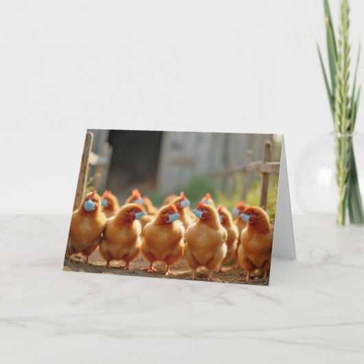 Carte Se Bien Bientôt Poulet Avec Masques (Devant)