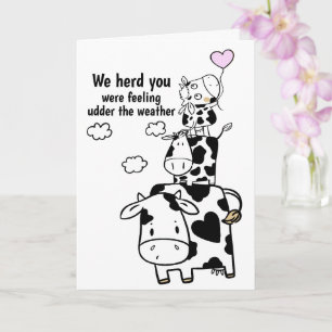 Carte Se sentir mieux bientôt vache drôle thème