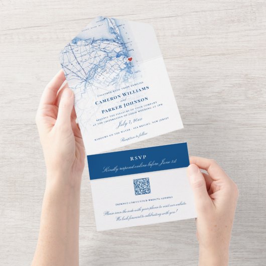 Carte Sea Bright New Jersey Élégant Mariage de la  (Déchirure)