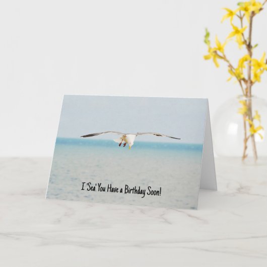 Carte Sea Gull Bird Art Ocean Anniversday Pun Card (Fleur jaune)