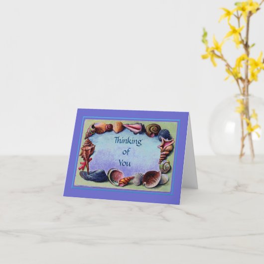 Carte Sea Shell Penser à vous (Fleur jaune)