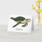 Carte Sea turtle cartoon (Fleur jaune)