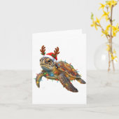 Carte Sea Turtle Christmas Lights Funny Santa Hat Men Wo (Fleur jaune)