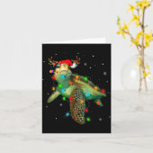Carte Sea Turtle Christmas Lights Funny Santa Hat Merry  (Fleur jaune)