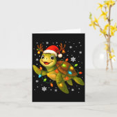 Carte Sea Turtle Christmas Lights Funny Santa Hat Merry (Fleur jaune)