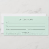 Carte Seafoam Abstrait Fleur Élégant certificat cadeau (Dos)