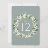 Carte Seafoam Snowberry+Eucalyptus Mariage Numéro de tab (Dos)