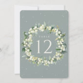 Carte Seafoam Snowberry+Eucalyptus Mariage Numéro de tab (Devant)