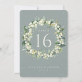 Carte Seafoam Snowberry+Eucalyptus Mariage Numéro de tab (Dos)