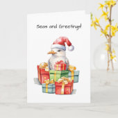 Carte Seagull à Santa Hat Noël Cadeaux amusants (Fleur jaune)