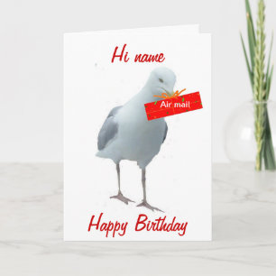 Carte Seagull Air Mail Anniversaire ajouter nom front