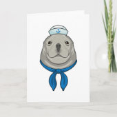 Carte Seal as Sailor with Sailor hat (Devant)