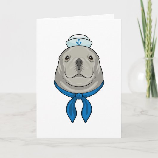 Carte Seal as Sailor with Sailor hat (Devant)