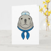 Carte Seal as Sailor with Sailor hat (Fleur jaune)