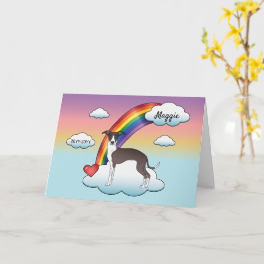 Carte Seal Et Blanc Italien Greyhound Rainbow Memorial (Fleur jaune)