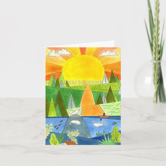 Carte Seal River Kayak Sunrise Happy Place Art (Devant)