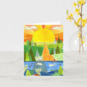 Carte Seal River Kayak Sunrise Happy Place Art (Fleur jaune)