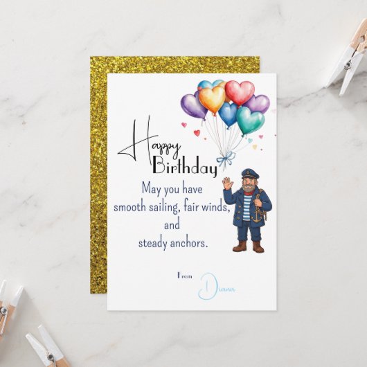 Carte Seaman's Birthday (Devant/Arrière en situation)