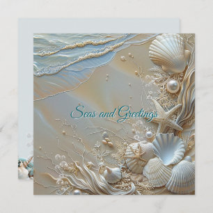 Carte Seas et salutations Starfish Shells Pearls