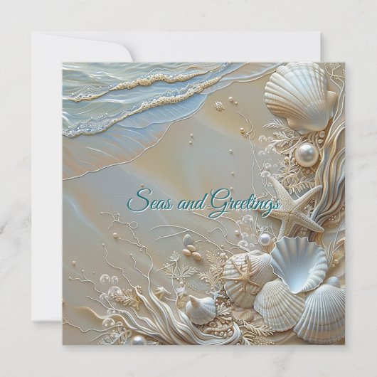 Carte Seas et salutations Starfish Shells Pearls (Devant)