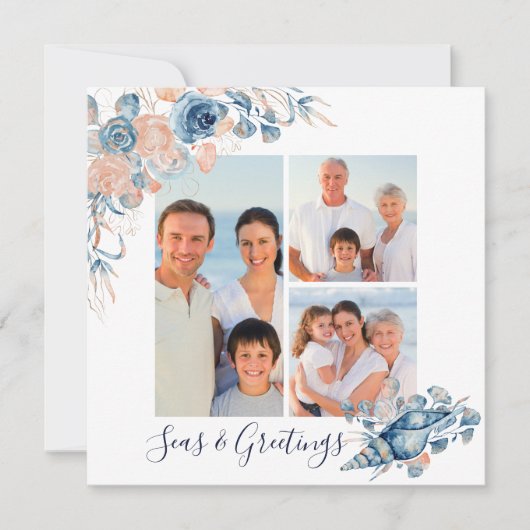 Carte Seas & salutations Noël Nautique Chic 3 Photo (Devant)