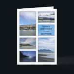 Carte Seascapes birthday card for brother<br><div class="desc">A birthday card for a wonderful brother. A collection of seascapes and seaside images. Beaches and boats with beautiful scenery. A modern take on a traditional look. Inside the card is a lovely verse. Copyright Norma Cornes</div>