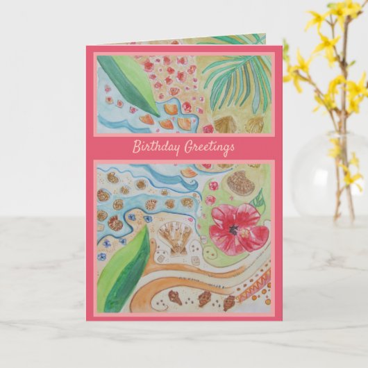 Carte Seashell Anniversaire Salutations Ami spécial (Fleur jaune)