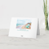 Carte Seaside Beach Scene Chaise Turquoise Fleurs Annive (Dos)