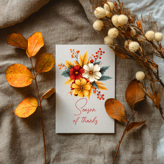 Carte Season of Thanks Autumn Blooms Card