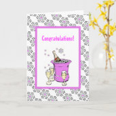 Carte Seau de glace rose avec Champagne (Fleur jaune)