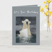 Carte Seau d'ours blanc d'anniversaire d'humour (Fleur jaune)
