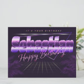 Carte Sebastian Name Prénom lila retro Map Anniversaire (Debout devant)