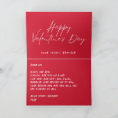 CARTE SECRET ADMIRER RED WHTE MODERN CUSTOM VALENTINES  (Intérieur)