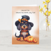 Carte Secret Pal Halloween mignon chien noir portant Cas (Fleur jaune)