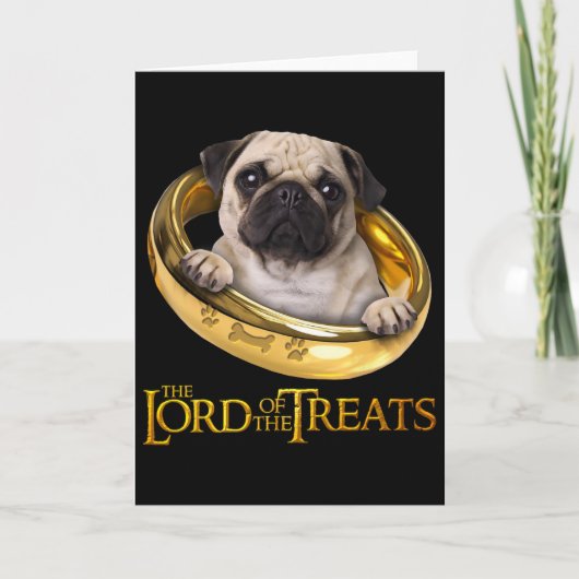 Carte Seigneur des friandises - Pug chiot drôle et migno (Devant)