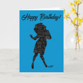 Carte Seinfeld | Elaine Danse Silhouette Anniversaire (Fleur jaune)