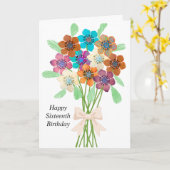 Carte Seizième anniversaire avec Bouquet de fleurs (Fleur jaune)