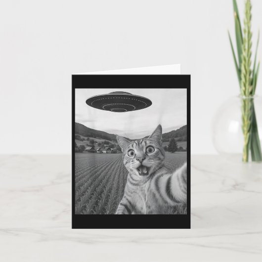 Carte Selfie De Chat Avec Alien Ufo Funny Chat Drôle Ali (Devant)