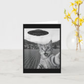 Carte Selfie De Chat Avec Alien Ufo Funny Chat Drôle Ali (Fleur jaune)