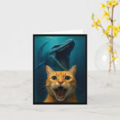 Carte Selfie de chat avec dinosaure Mosasaurus pour garç (Fleur jaune)