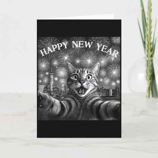 Carte Selfie de chat avec le compte à rebours de feu d'a (Devant)