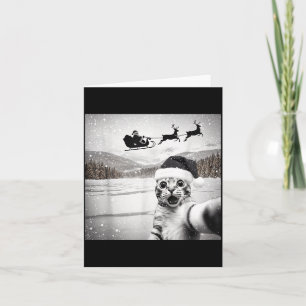 Carte Selfie de chat avec le Père Noël pour hommes femme