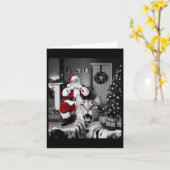 Carte Selfie De Chat De Noël Drôle Avec Santa Claus Cute (Fleur jaune)