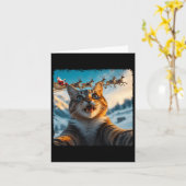 Carte Selfie De Chat Drôle Avec Père Noël Sleigh Noël No (Fleur jaune)