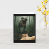 Carte Selfie De Chat Drôle Avec T-rex Dinosaur _1 (Fleur jaune)