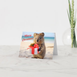 Carte Selfie Quokka à la plage - Noël